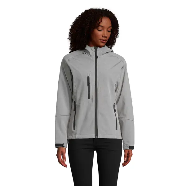Veste softshell personnalisable à capuche Replay - Femme - Gris Chiné