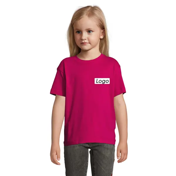 T-shirt manches courtes Enfant coton 150g Regent - personnalisé cœur et dos - Fuchsia