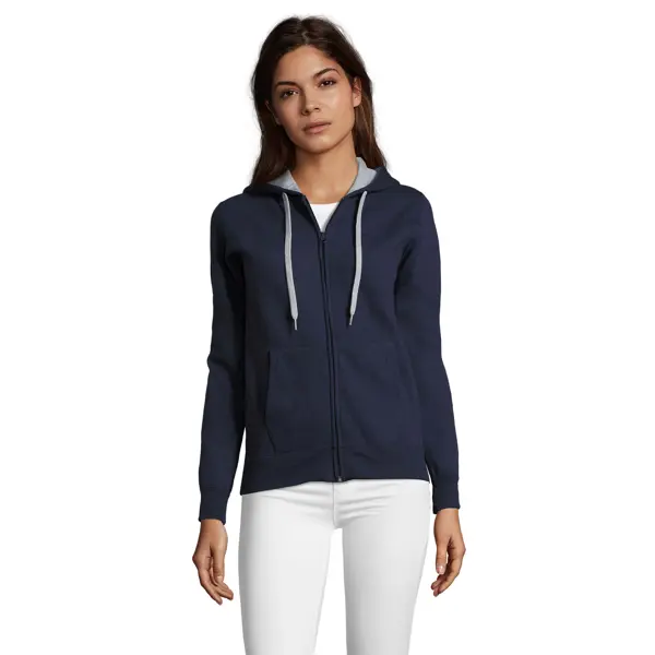 Veste zippée à capuche contrastée personnalisable Femme Soul - French marine/Gris