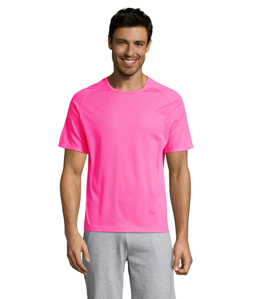 Tee-shirt personnalisable Sporty Mesh polyester - Homme - Rose fluo