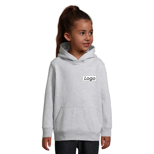 Sweat à capuche Enfant personnalisable molleton gratté 280g Condor - Gris Chiné Taille 8 ans