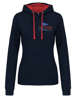 K465 - Sweat-shirt femme bleu - capuche rouge Taille S
